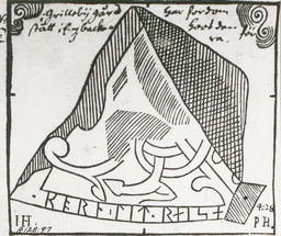 Upplands runinskrifter 731 — Petrus Helgonius och Johan Hadorph; https://app.raa.se/open/runor/inscription?id=cc900e12-a164-45cb-905d-205e6fe6bedb. CC0 1.0