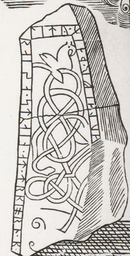 Upplands runinskrifter 713 — Petrus Helgonius och Johan Hadorph; https://app.raa.se/open/runor/inscription?id=8cef66cb-638e-4557-a268-738e38c3eb3f. CC0 1.0